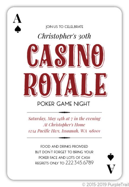 Casino Royale Theme Party Invitations