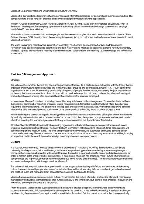 Solution Microsoft Corporate Profile And Organizational Structure