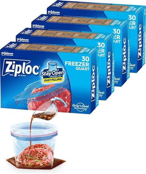 Amazon Ziploc Quart Food Storage Freezer Bags Stay Open Design