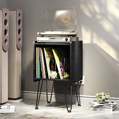 Tc Homeny Vinyl Record Player Stand Album Turntable Storage Cabinet