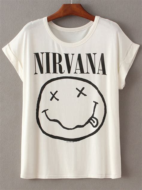 White Short Sleeve Nirvana Face Irresistible Ugly Print T Shirt Sheinsheinside