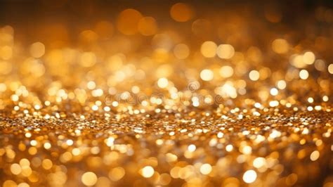 Golden Glitter Christmas Abstract Background With Bokeh Defocused