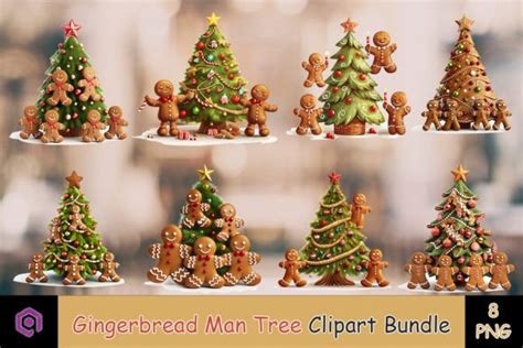 Gingerbread Man Christmas Tree Bundle Graphic By Quoteer · Creative Fabrica