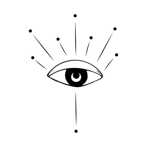 Hand Drawn All Seeing Eye Line Icon Third Eye Symbol Mystical And