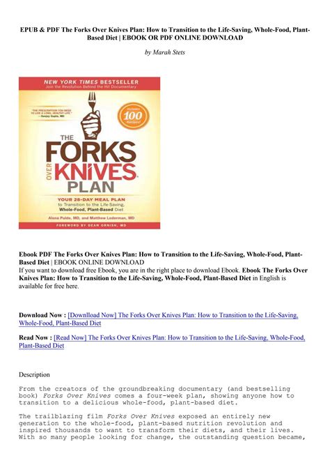 Download The Forks Over Knives Plan How To Transition To The Life