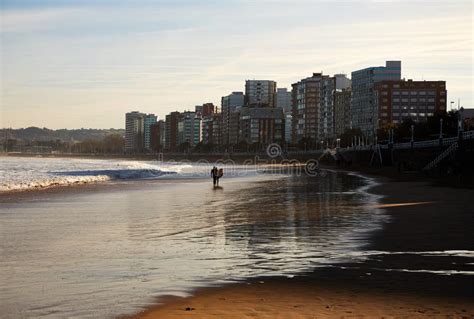 Gijon beach in Spain stock image. Image of spain, town - 59825127