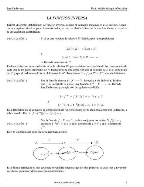 Texto Apoyo Funci N Inversa La Funci On Inversa Existen Diferentes