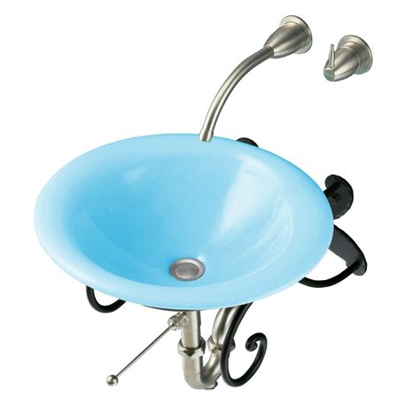 Kohler Iron Bell Vapour Blue Cast Iron Vessel Oval Bathroom Sink With