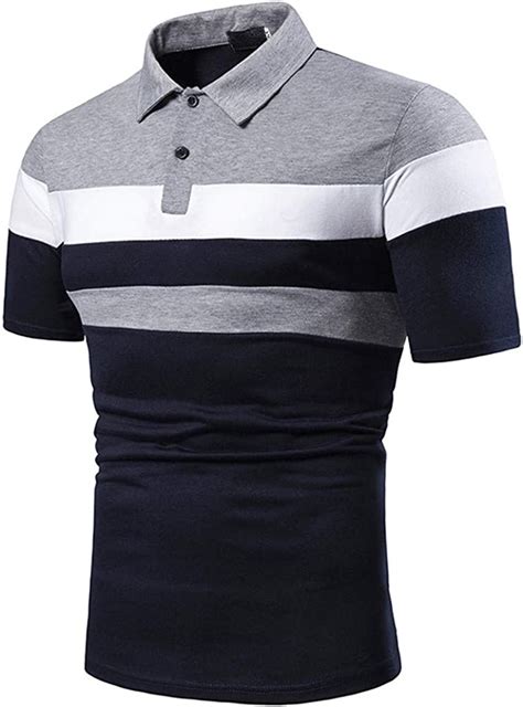 Polo Shirt Oversized Mens Casual Slim Fit Short Sleeve Contrast Color