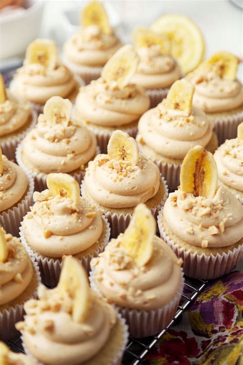 These Banana Peanut Butter Cupcakes Are Made Up Of Homemade Banana Cake Topped With Fluffy