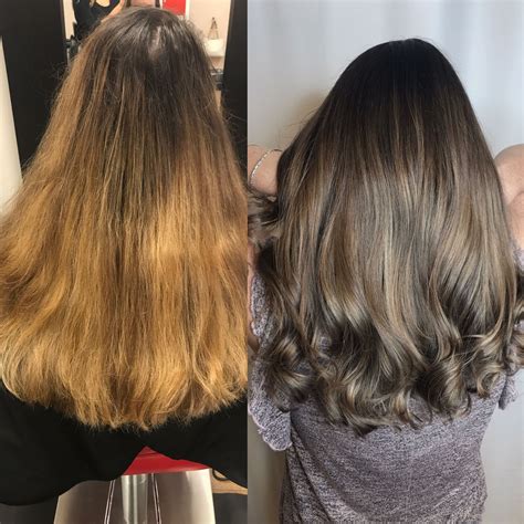 Balayage Ash Brown Ashy Balayage Before And After Hair Vogue Hair Salon