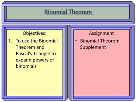 Ppt Binomial Theorem Powerpoint Presentation Free Download Id 3034359