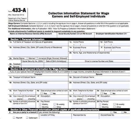 Irs Form 433 D Printable