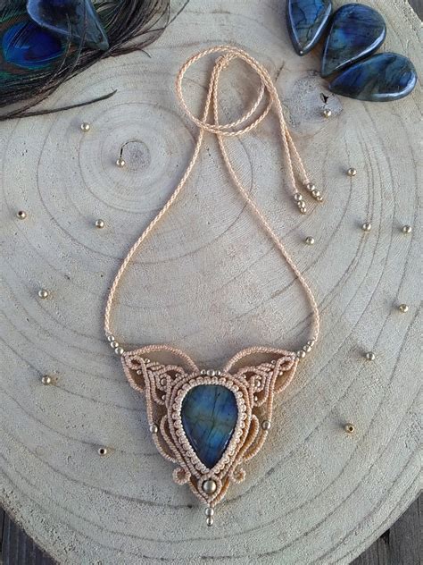 I Made Another Macrame Necklace With Labradorite Crystal And Gold