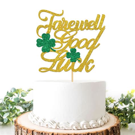 Buy Helewilk Golden Glitter Farewell Good Luck Cake Topper Happy