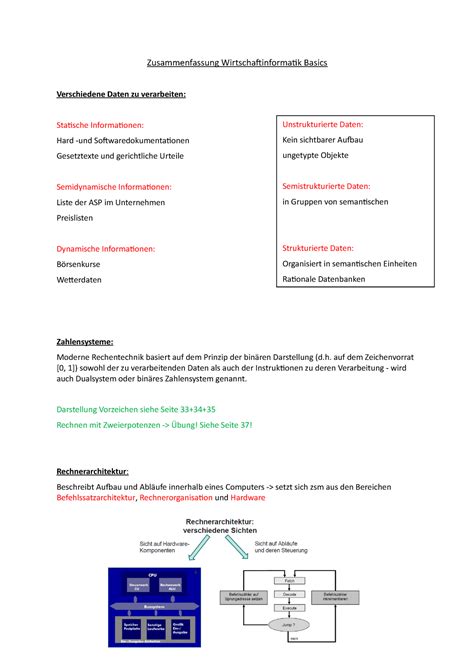 Zusammenfassung Wirtschaftinformatik Basics Skript Teil Fom Studocu