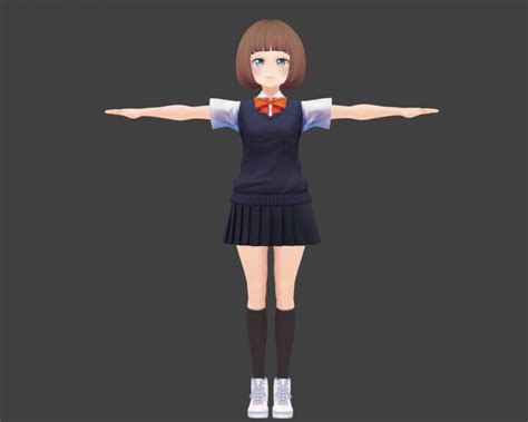 Artstation Rigged Anime Girl Game Assets