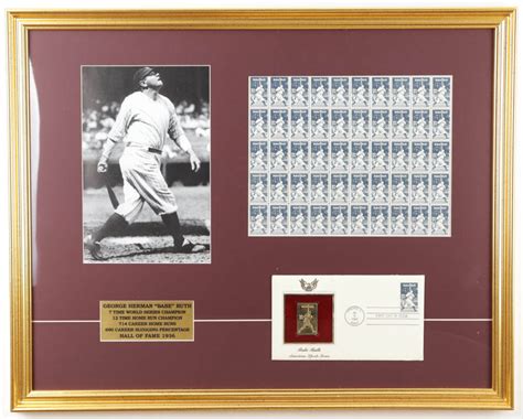 Babe Ruth Full Uncut U S Stamp Sheet Custom Framed Display With