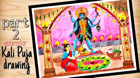 Maa Kali Drawing Kali Puja Scenery Drawing How To Draw Maa Kali Step By Step Diwali Scenery