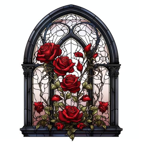 Wundersch Ne Gotische Rosen Gothic Window Clipart Illustration