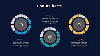 Three Steps Progress Donut Graph Chart Animated Slides