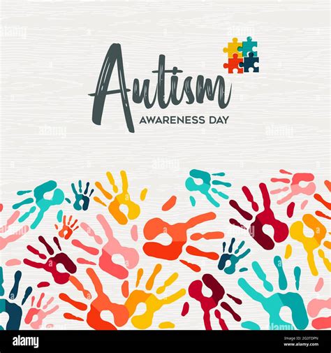 Autism Awareness Day Greeting Card Illustration Of Colorful Diverse