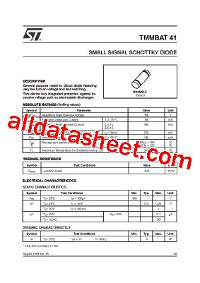 TMMBAT41 数据表 PDF STMicroelectronics