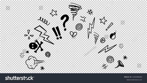 Doodle Sketch Style Swearing Icons Cartoon Stock Vector Royalty Free