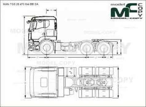 MAN TGS 26 470 6x4 BB SA 2D Drawing Blueprints 64018 Model COPY