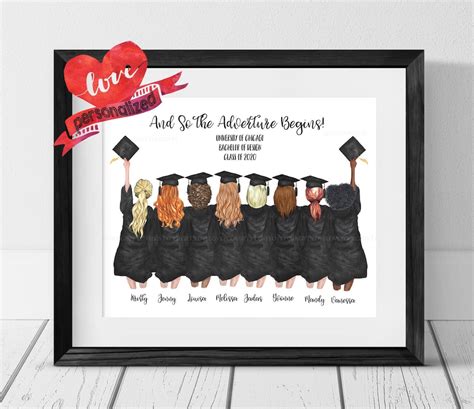 8 Best Friends Personalized Graduation Print Friends Graduation Gift ...