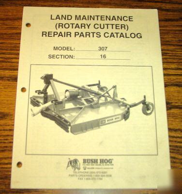 Bush hog 307 rotary cutter mower parts catalog manual