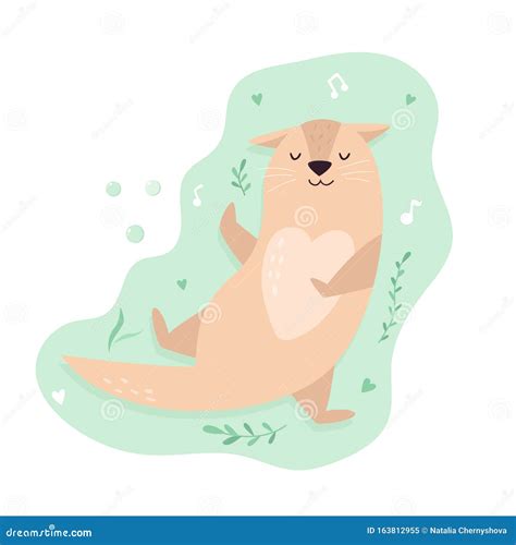 Funny Poster with Cute Adorable Dancing Otter Stock Vector ...