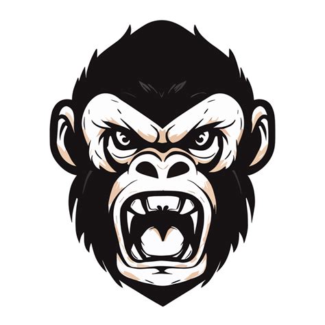 Bravo macaco face Preto e branco ícone clipart transparente fundo