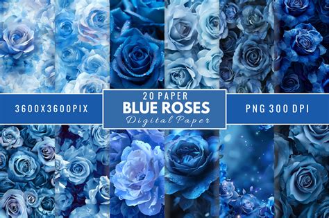 Blue Roses Digital Paper Pattern Bundle Graphic By Regulrcrative