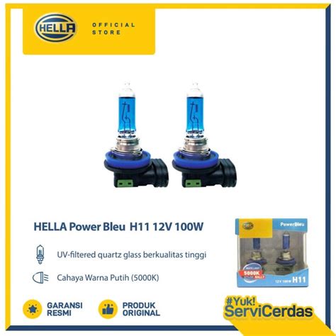 Jual HELLA Bohlam Mobil H11 12V 100W 5000K Power Bleu Rally Bohlam