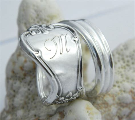 Silver Spoon Ring Signature You Choose Monogram Custom Etsy Silver