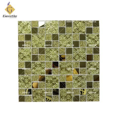 Gold Mirror Mosaic Tiles Stickers Glass Mosaic Mirror Tiles Sheets