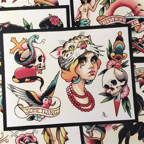 Tattoo Flash Set 17 By Brian Kelly 6 Sheets Etsy Uk