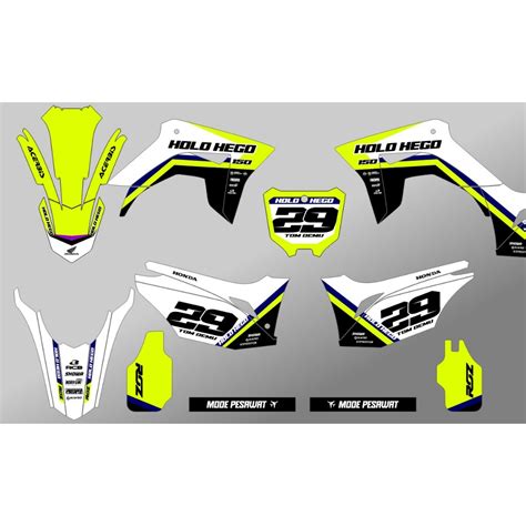 Jual Decal CRF 150 L Stiker Motor Crf 150 L MOTIF RACING PUTIH LIS