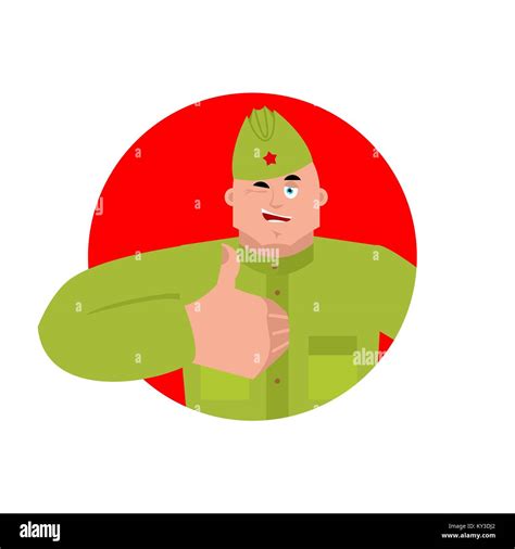 Soviet Soldier Thumbs Up And Winks Retro Russian Warrior Happy