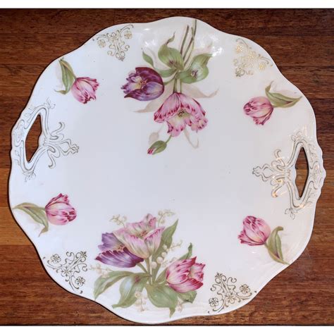 Mignon Z S C Bavaria Pink Tulips Platter Plate Scalloped Etsy