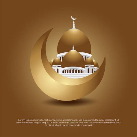 Eid al adha mubarak islamische schöne 3d goldene moschee und