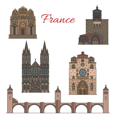 Premium Vector Travel Landmarks Of France Famous Tourist Sights