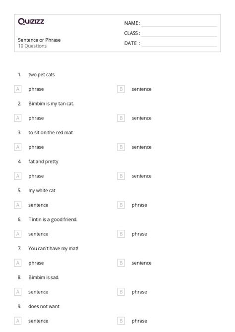 50 Phrases And Clauses Worksheets On Quizizz Free And Printable