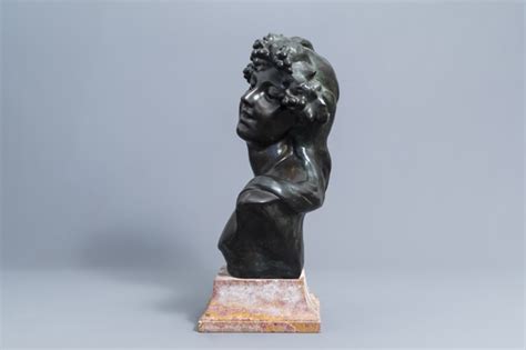 Bacchant Patinated Bronze On A Marble Base By Jef Lambeaux On Artnet