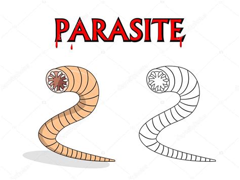 Gusanos nematodos parásitos en el diseño de dibujos animados