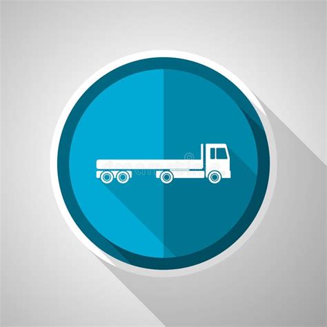 Truck with Long Semi Trailer, Transport Symbol, Flat Design Vector Blue ...