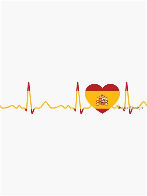 Spain Heartbeat Pulse Heart Line Ekg Sticker For Sale By Mohja