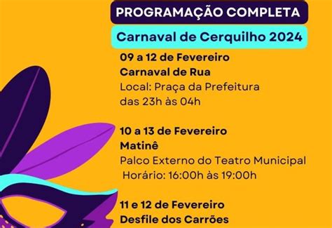 Notícia Prefeitura de Cerquilho divulga a Programação do Carnaval de