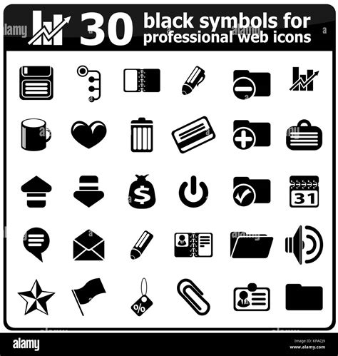 30 black office icons Stock Photo - Alamy